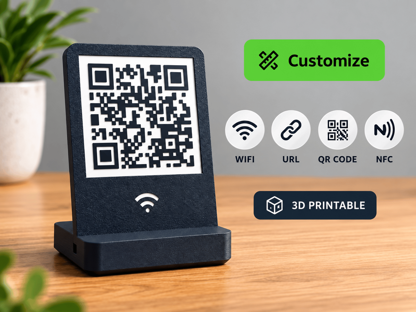 Plăcuță cu cod QR personalizat și suport