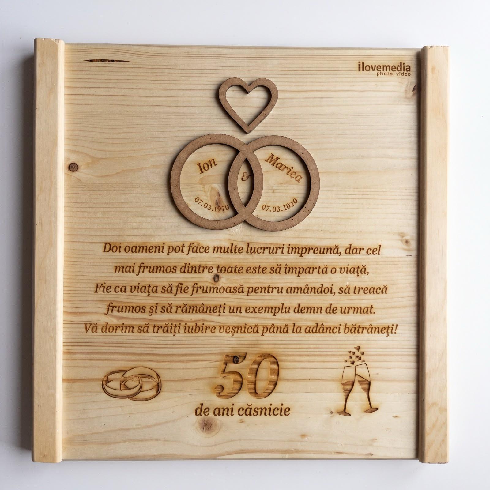 Gravură personalizată - Cadoul Perfect pentru 50 de Ani de Căsătorie
